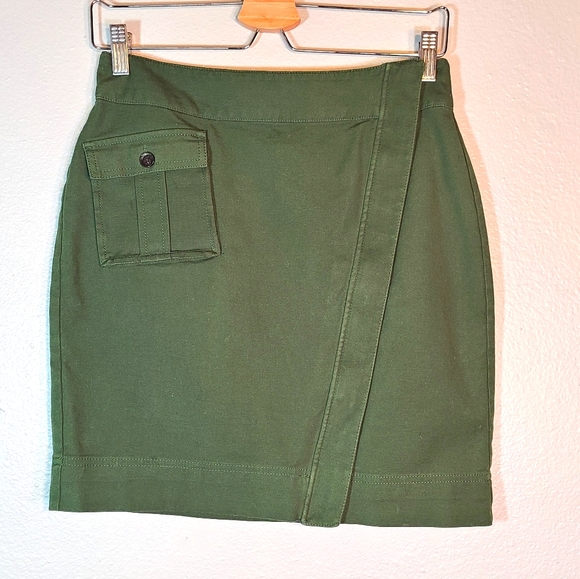 Green Utility Skirt Asymmetrical Zipper 4 - Picture 1 of 5